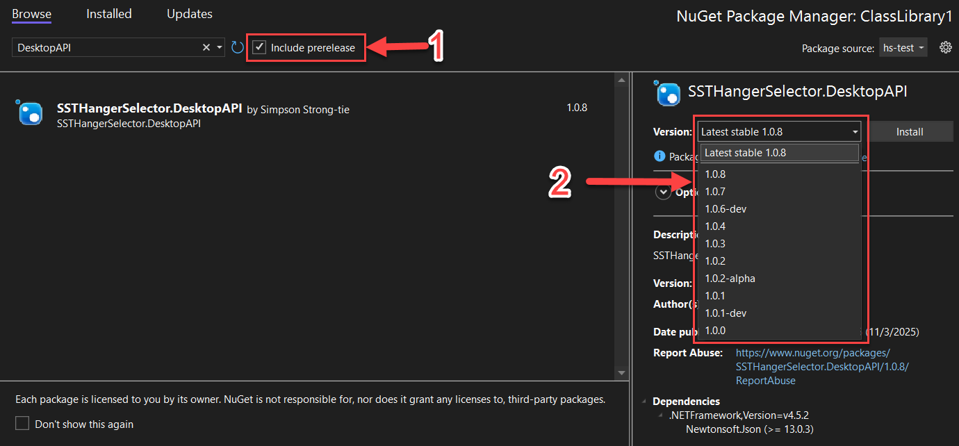 NuGet Version Selection