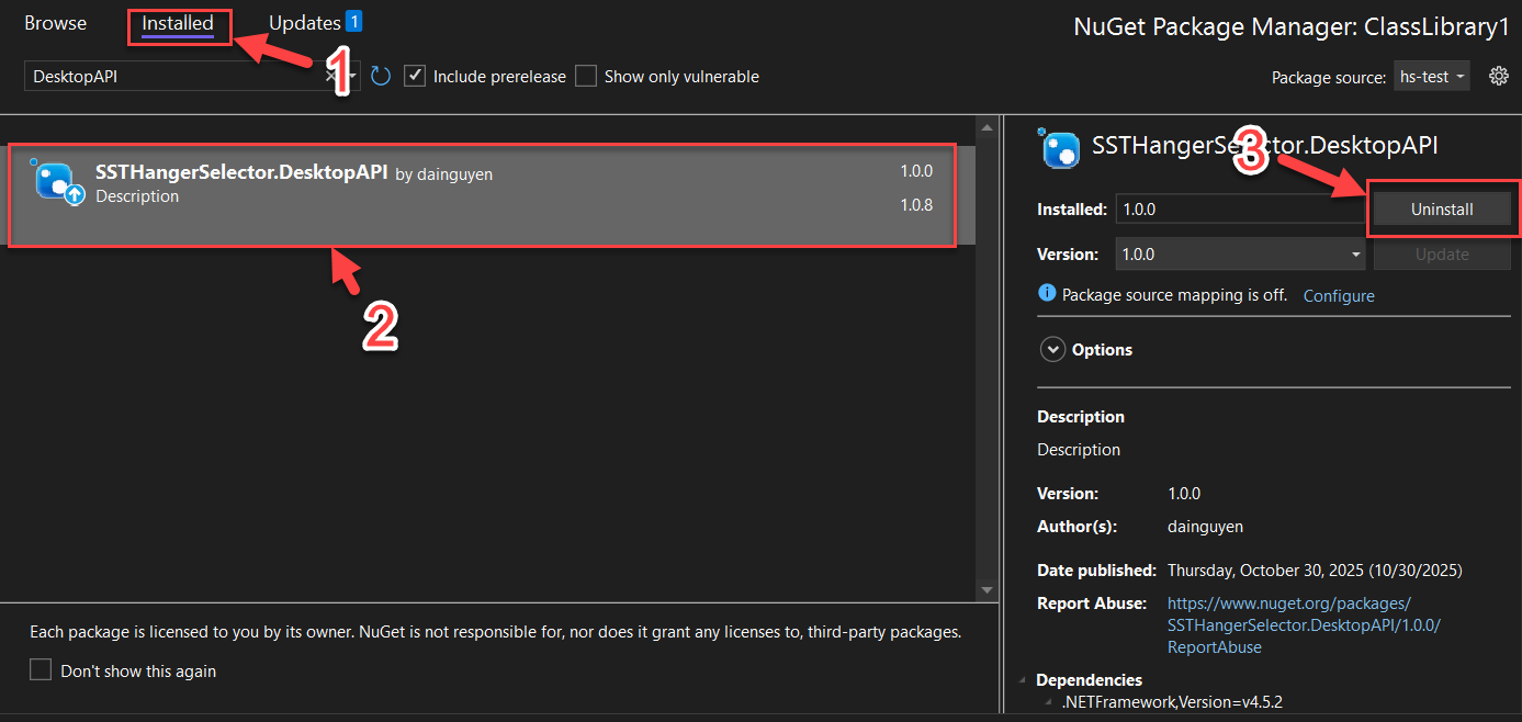 NuGet Package Uninstall